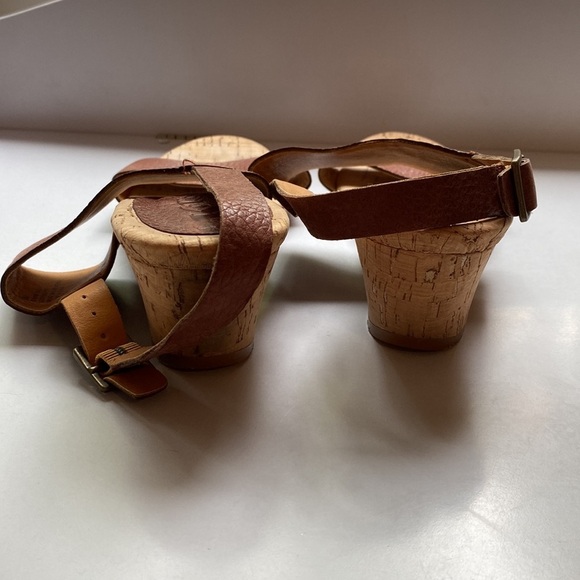 Kork Ease Vienna Brown Leather Cork Wedge Sandals Womens Double Strap Adjustable - Picture 6 of 8